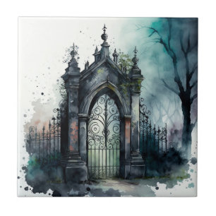 The Gothic Cemetery Gate Series Design 11 Tile