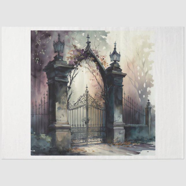 The Gothic Cemetery Gate Series Design 12 Tissue Paper (Front)