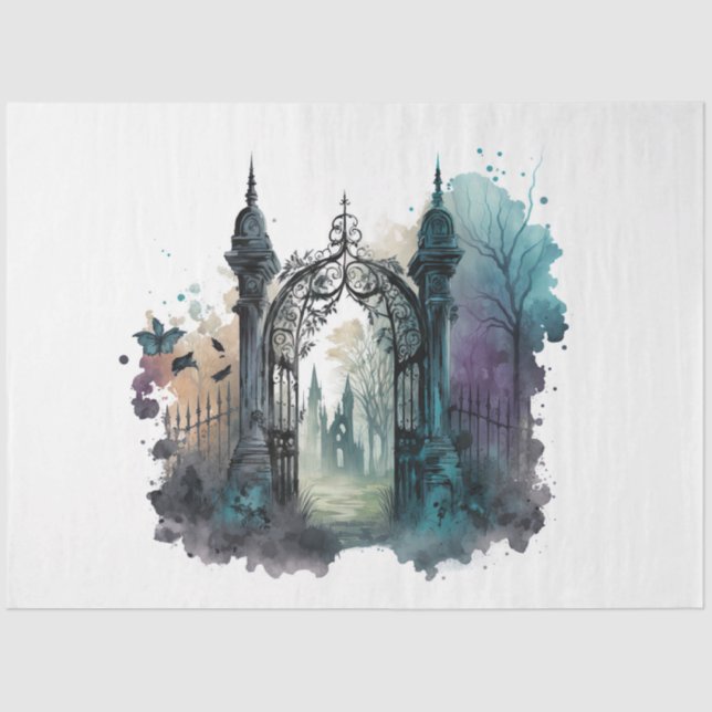The Gothic Cemetery Gate Series Design 4 Tissue Paper (Front)