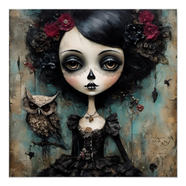 The Gothic Doll and Her Pet Owl Poster (Front)
