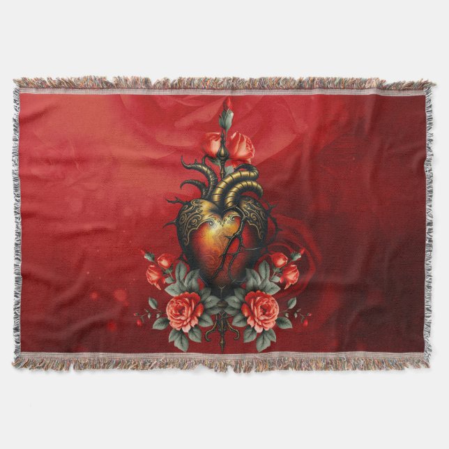 The Gothic elegance of the heart Throw Blanket (Front)