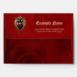 The gothic heart of fire and gold envelope