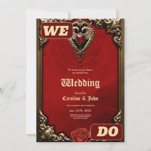 The gothic heart of fire and gold. invitation