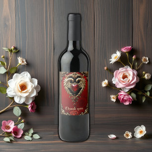 The gothic heart of fire and gold wine label