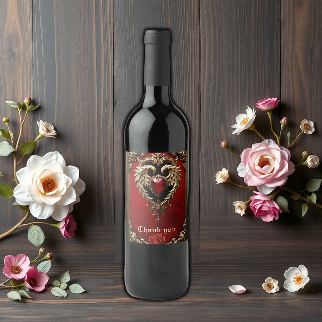 The gothic heart of fire and gold wine label (Creator Uploaded)
