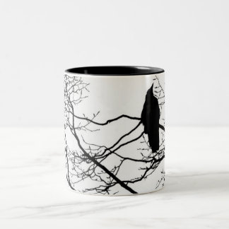 The Gothic Raven in a Tree Two-Tone Coffee Mug