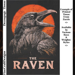 The Gothic Raven & Moon Illustration ET3 Decoupage Tissue Paper