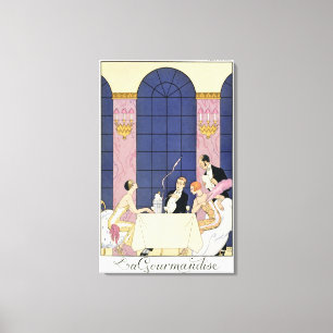 The Gourmands, 1920-30 (pochoir print) Canvas Print