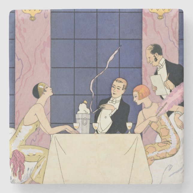 The Gourmands, 1920-30 (pochoir print) Stone Coaster (Front)