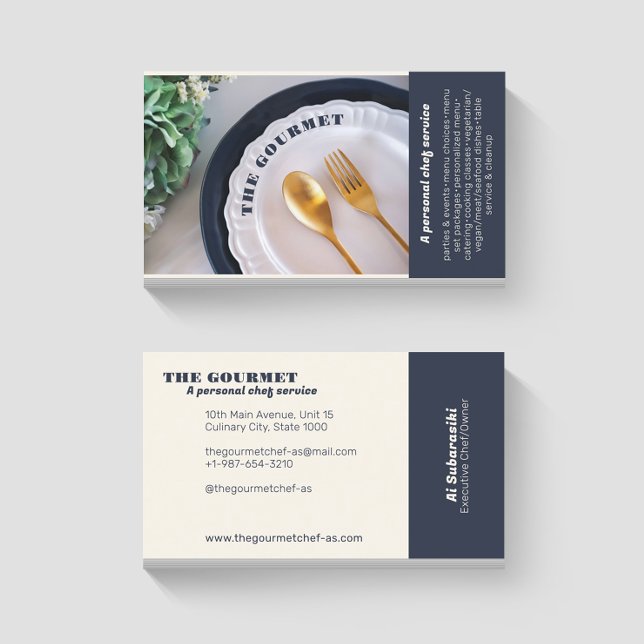 The Gourmet Personal Chef White Business Card (Creator Uploaded)