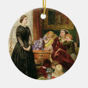 The Governess, 1860 (oil on canvas) Ceramic Tree Decoration