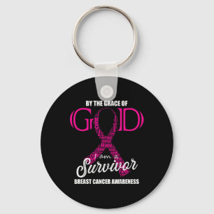 The Grace Of God I Am A Breast Cancer Survivor 2  Key Ring