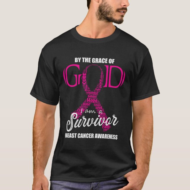 The Grace Of God I Am A Breast Cancer Survivor 2  T-Shirt (Front)