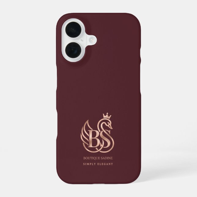 The Graceful Swan Minimalist Burgundy iPhone Case (Back)