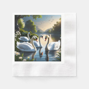 The graceful, white swans are a familiar sight in  napkin