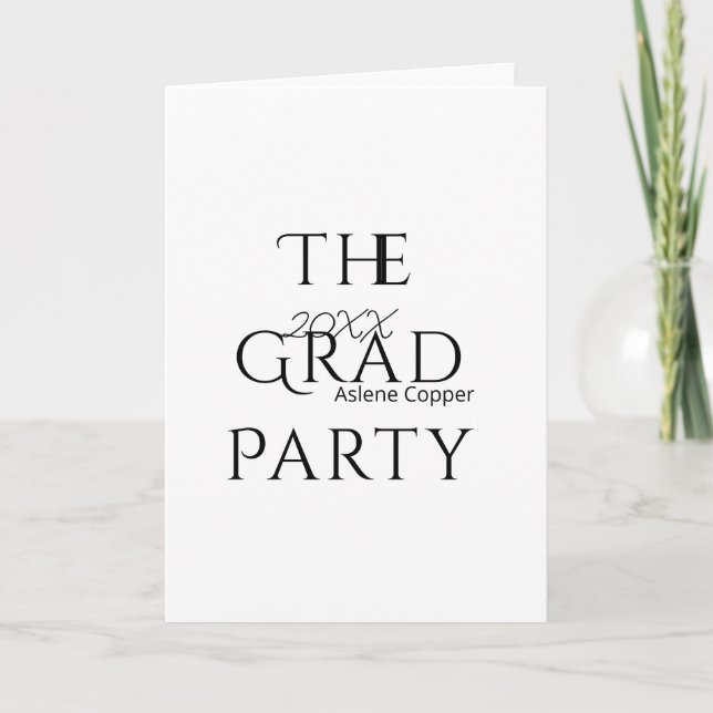 The grad party name 20XX bold letter graduatsimple Card (Front)