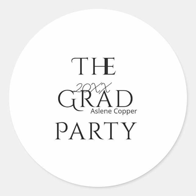 The grad party name 20XX bold letter graduatsimple Classic Round Sticker (Front)