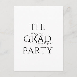 The grad party name 20XX bold letter graduatsimple Postcard