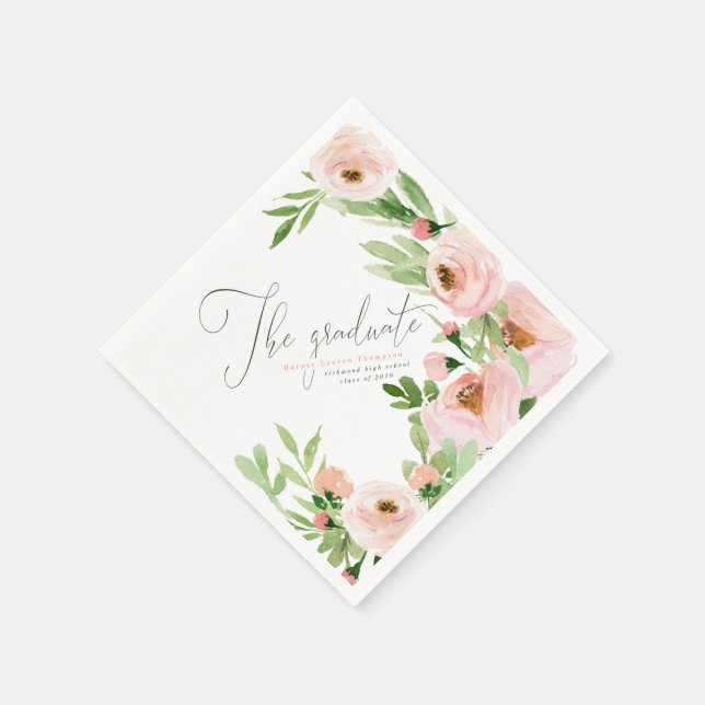 THE GRADUATE BLUSH WATERCOLOR FLORAL NAPKIN (Corner)