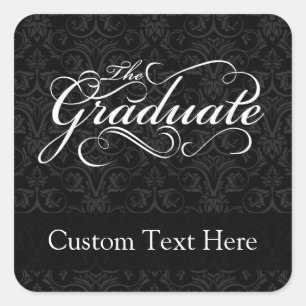 The Graduate, Elegant Black Square Sticker