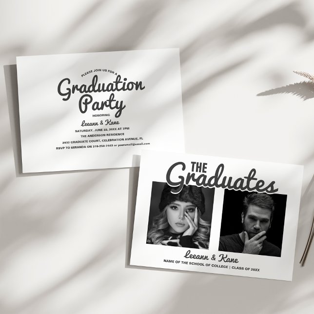 The graduates | 2 Sided Double Graduation Party Invitation (Creator Uploaded)