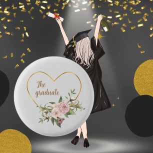 The Graduates, Flower Floral Frame Leaves 3 Cm Round Badge