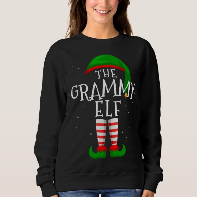 The Grammy Elf Funny Matching Family Christmas Gif Sweatshirt (Front)