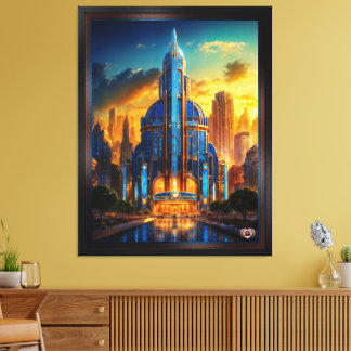 The Grand Art Deco Blue Plaza Pavilion by Xzendor7 Canvas Print