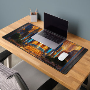 The Grand Art Deco Blue Plaza Pavilion by Xzendor7 Desk Mat