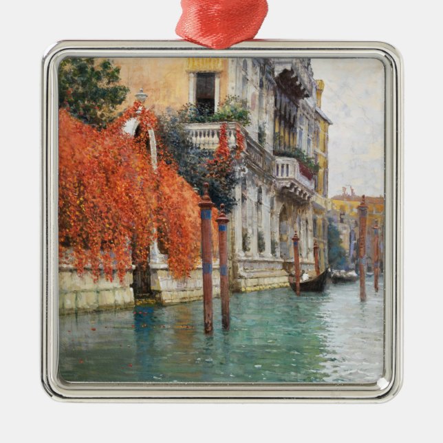The Grand Canal in Venice (by Vincenzo Caprile) Metal Tree Decoration (Front)