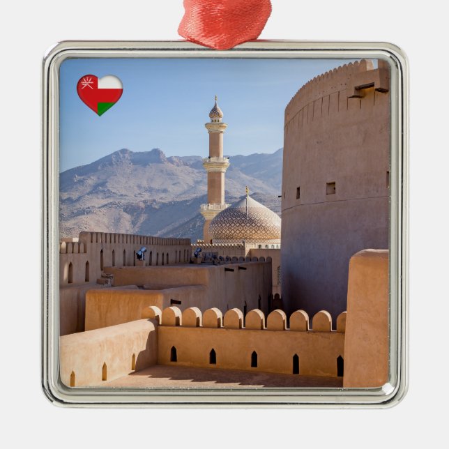 The Grand mosque and minaret in Nizwa - Oman Metal Tree Decoration (Front)