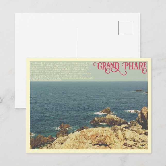 The Grand Phare beach shore line Jijel, Algeria Postcard (Front/Back)