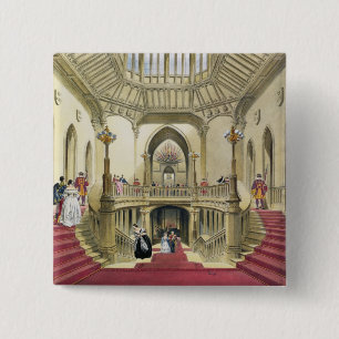 The Grand Staircase, Windsor Castle, from 'A Histo 15 Cm Square Badge
