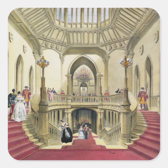 The Grand Staircase, Windsor Castle, from 'A Histo Square Sticker (Front)