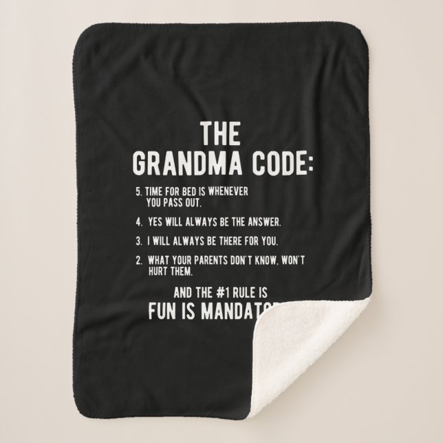 The Grandma Code | Fun Is Mandatory Sherpa Blanket (Front)