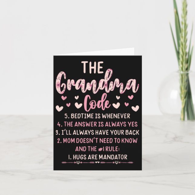 The Grandma Code Hugs Are Mandatory Quote  Card (Front)