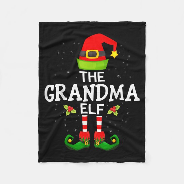 The Grandma Elf Christmas Family Matching Pajama  Fleece Blanket (Front)