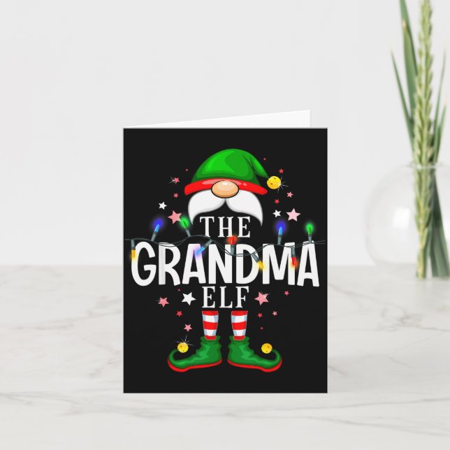 The Grandma Elf Christmas Family Pajama Party  Card (Front)