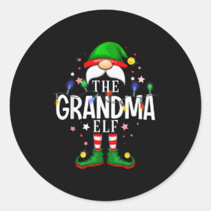 The Grandma Elf Christmas Family Pajama Party Classic Round Sticker