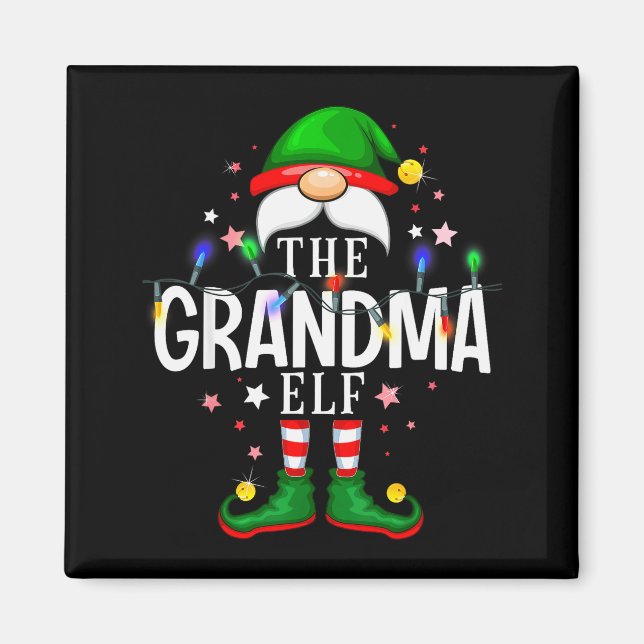 The Grandma Elf Christmas Family Pajama Party  Magnet (Front)