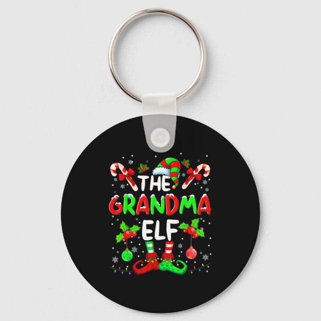 The Grandma Elf Costume Pajamas Pjs Christmas Xmas Key Ring (Front)