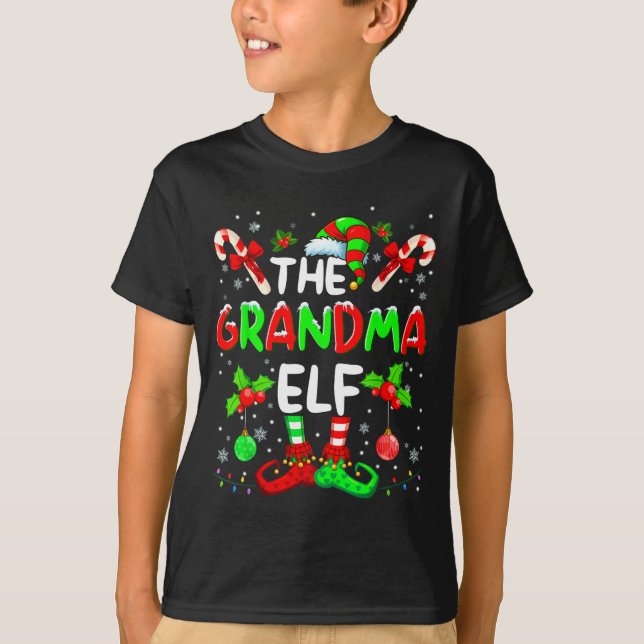 The Grandma Elf Costume Pajamas Pjs Christmas Xmas T-Shirt (Front)