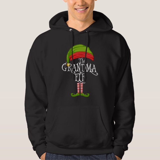 The Grandma Elf Cute  Matching Family Christmas Hoodie (Front)