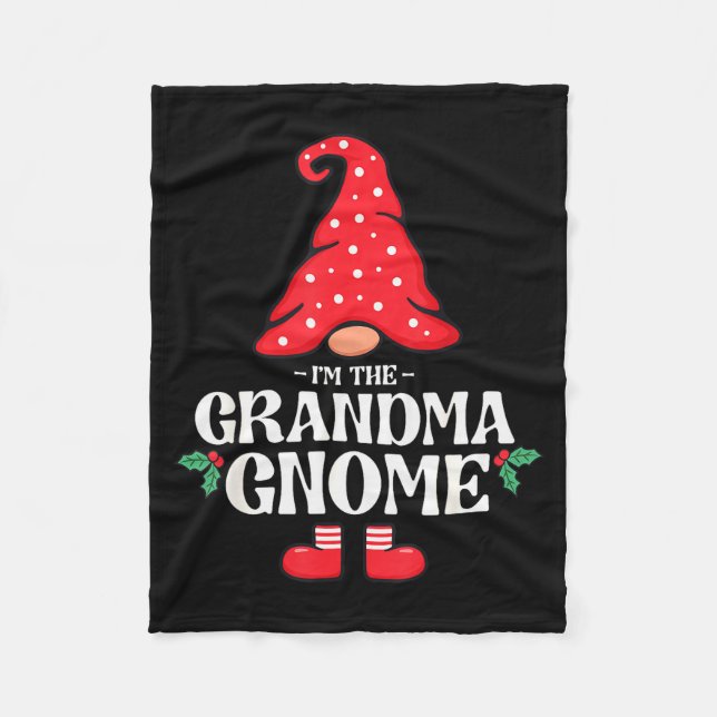 The Grandma Gnome Funny Family Matching Group Chri Fleece Blanket (Front)