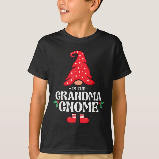 The Grandma Gnome Funny Family Matching Group Chri T-Shirt (Front)