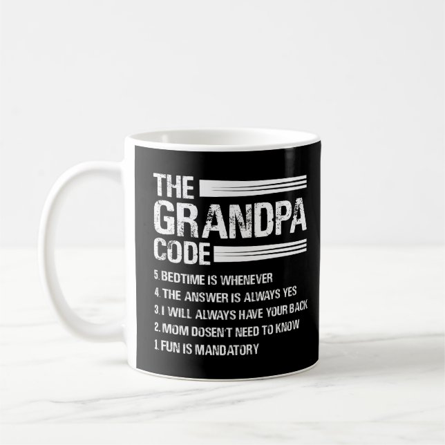 The Grandpa Code Funny Grandfather Coffee Mug (Left)
