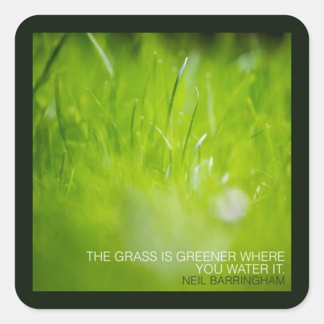 THE GRASS IS GREENER SQUARE STICKER (Front)