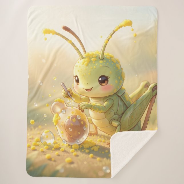 The Grasshopper and the Nectar Masterpiece Sherpa Blanket (Front)