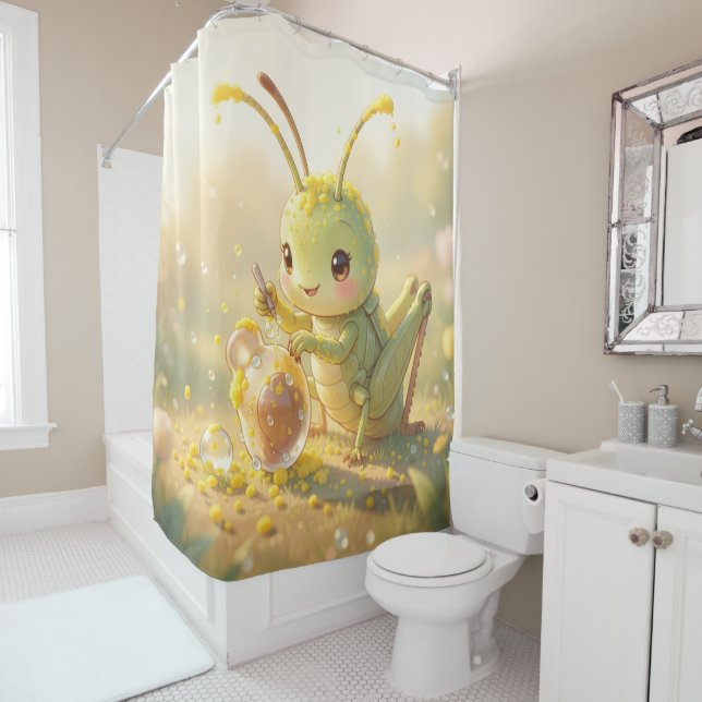 The Grasshopper and the Nectar Masterpiece Shower Curtain (In Situ)