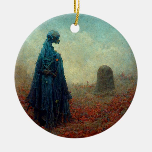 The Grave Surreal Sci-Fi Fantasy Alien Ceramic Tree Decoration (Front)